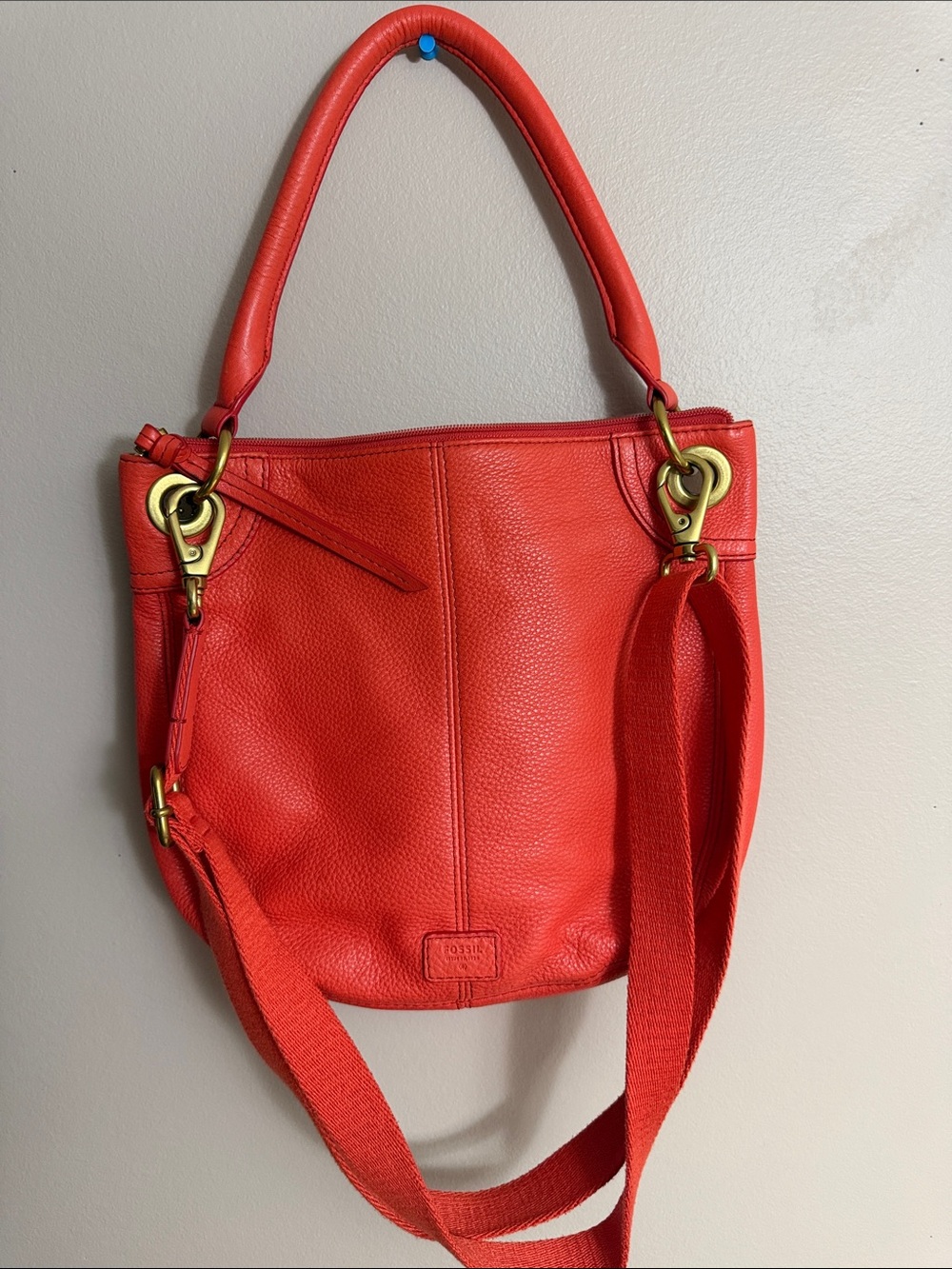 Fossil Corral Leather Shoulder Bag with Gold Hardware